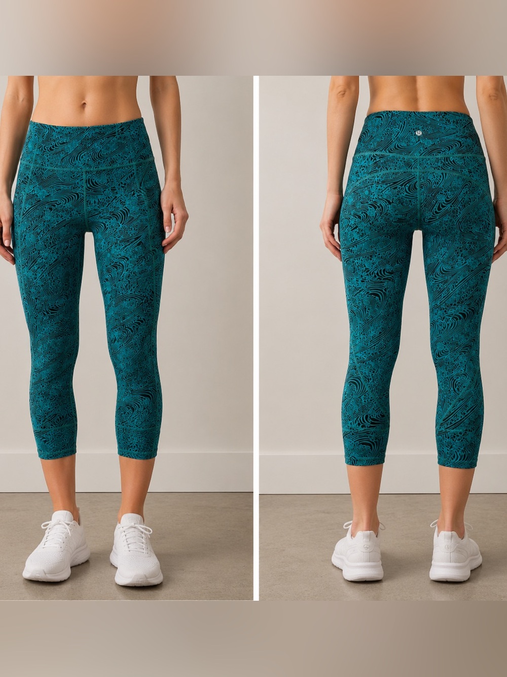 Lululemon In Movement Crop Leggings Kitimat Spirit Green Black Size 4